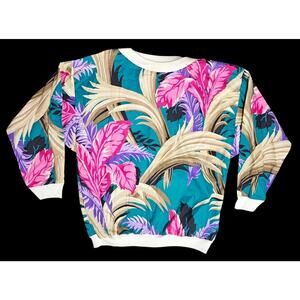 Vtg Two Potato Floral Top Tropical Shirt USA Laguna Beach Multicolor Womens S